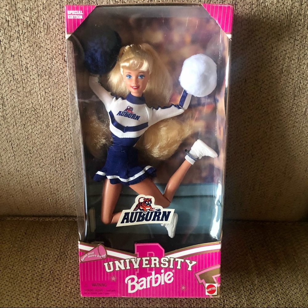 NIB Vintage Barbie Auburn University Tigers School College Cheerleader Doll 1996